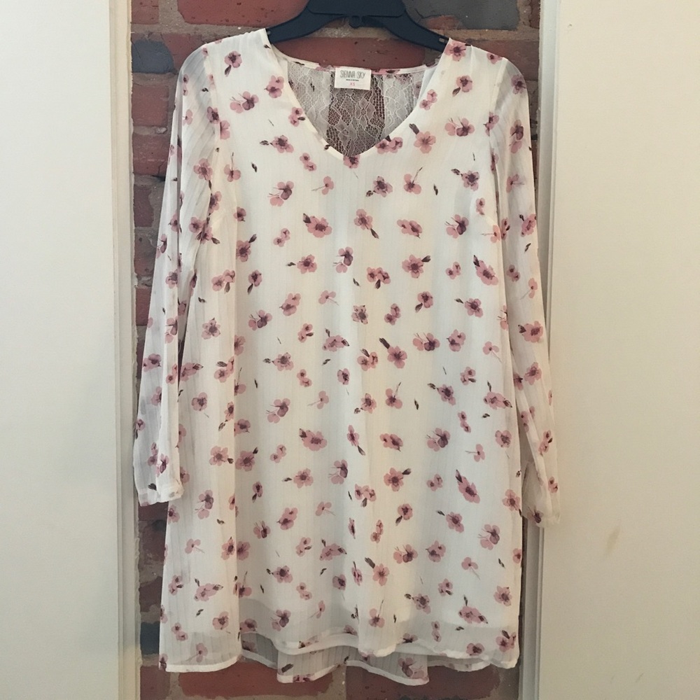 Floral Print Lace Back Shift Dress